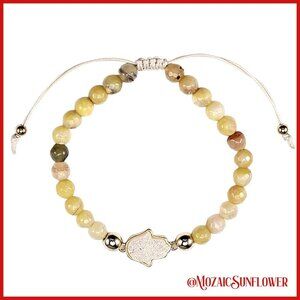 Yellow Agate Adjustable Druzy Hamsa Hand of Fatima Filigree Back 2 for $18 NWT